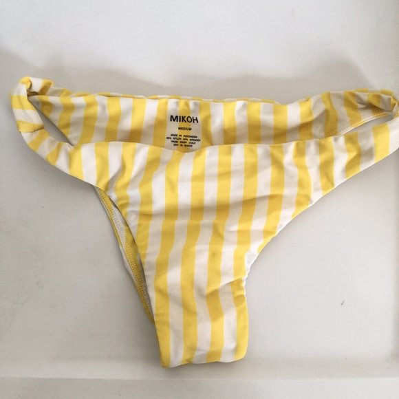 MIKOH Miyako 2 Bikini Bottom Yellow White Stripe - Picture 5 of 5